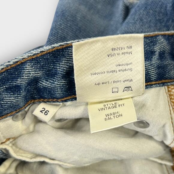 Reformation Vintage Fit Distressed Frayed Hem Cropped Jeans in Salton Size 26 - Picture 6 of 8